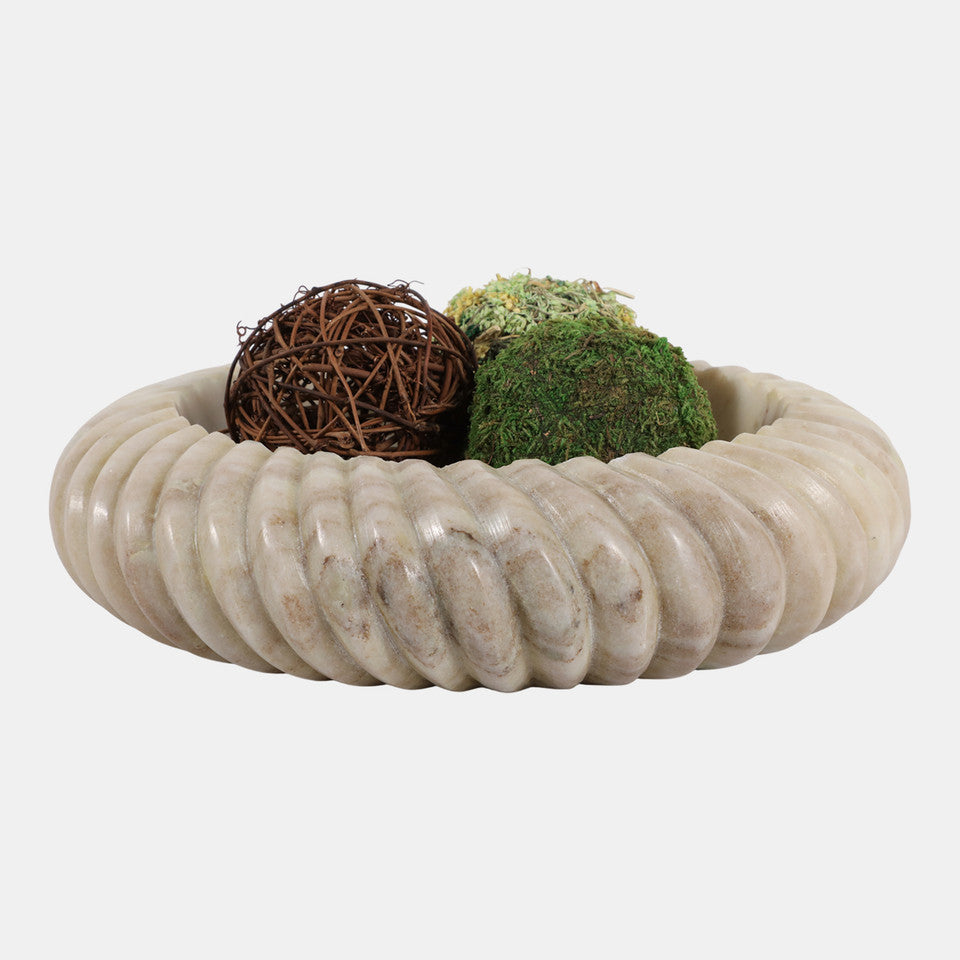 Ribbed Beige Marble Bowl