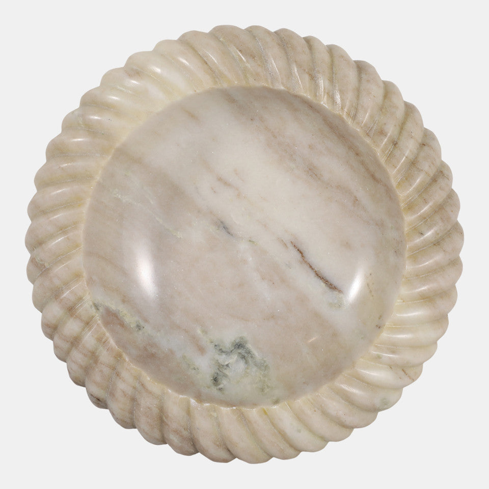 Ribbed Beige Marble Bowl