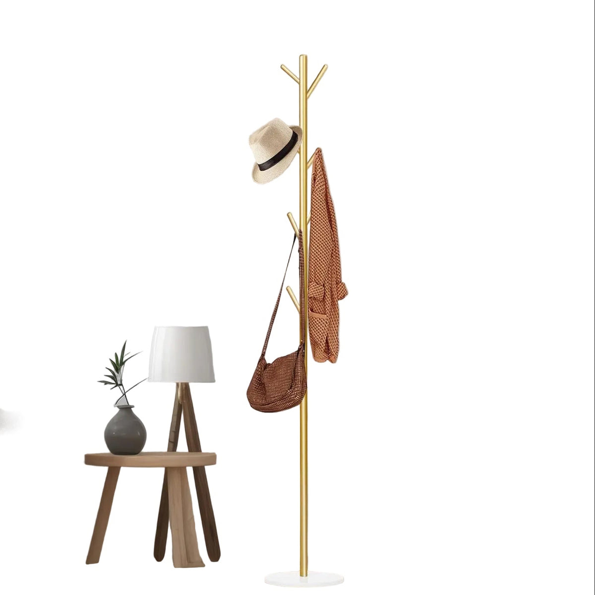 Gold and Marble Hall Coat Rack