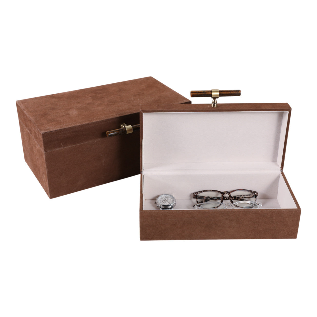 12/14"Brown Suede/tigers Eye Box s/2