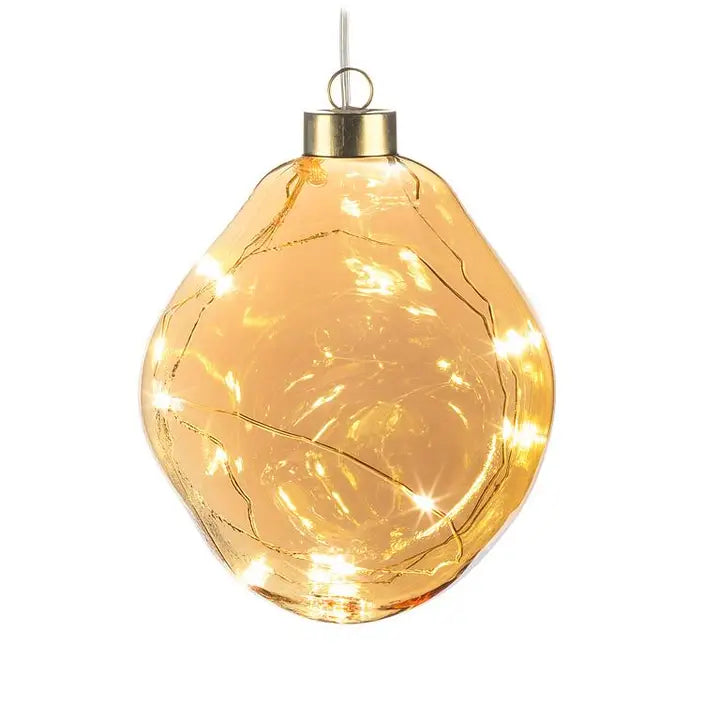 LED Gold Ball Ornament-5in