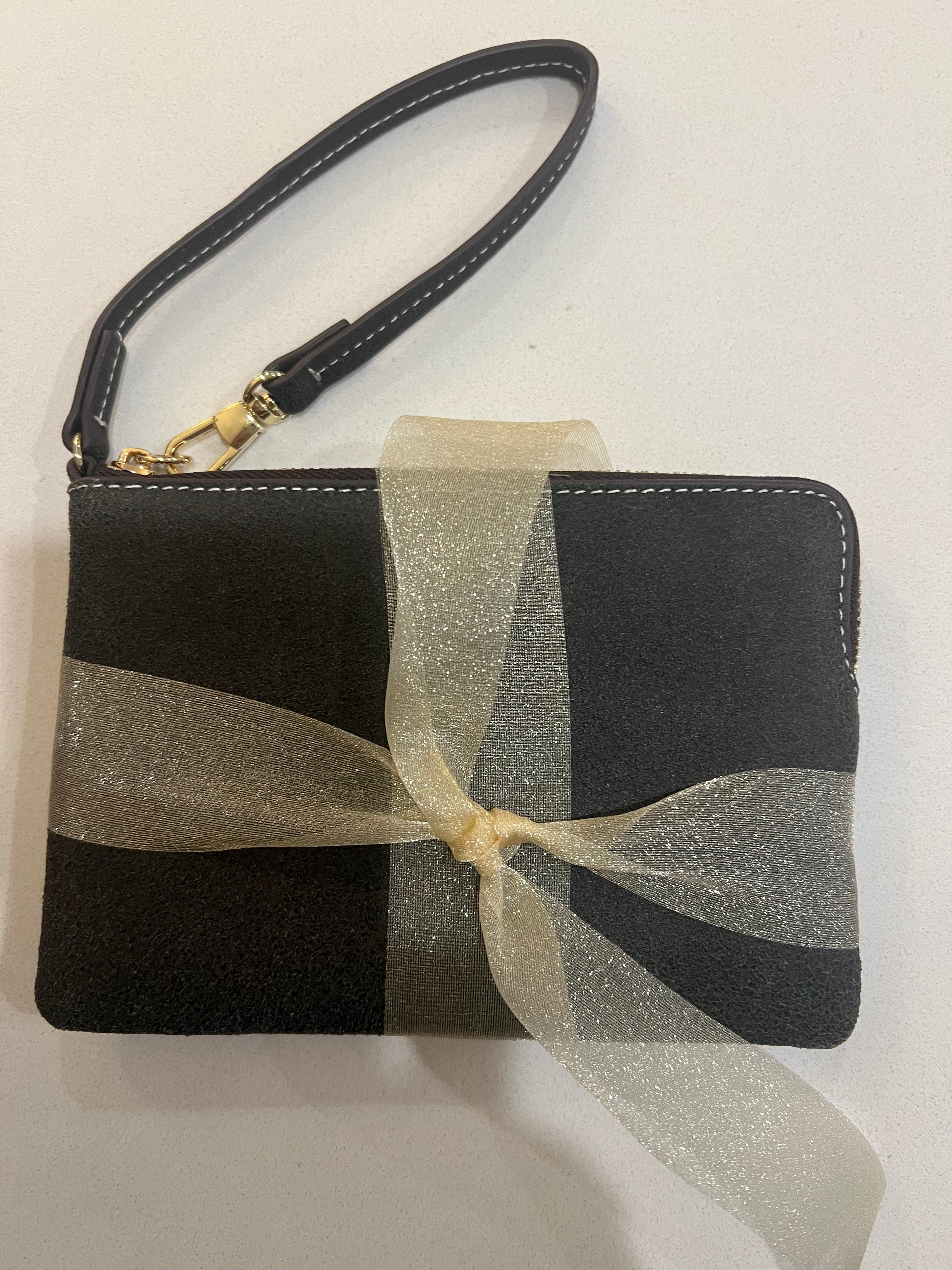 Grey Suede wristlet