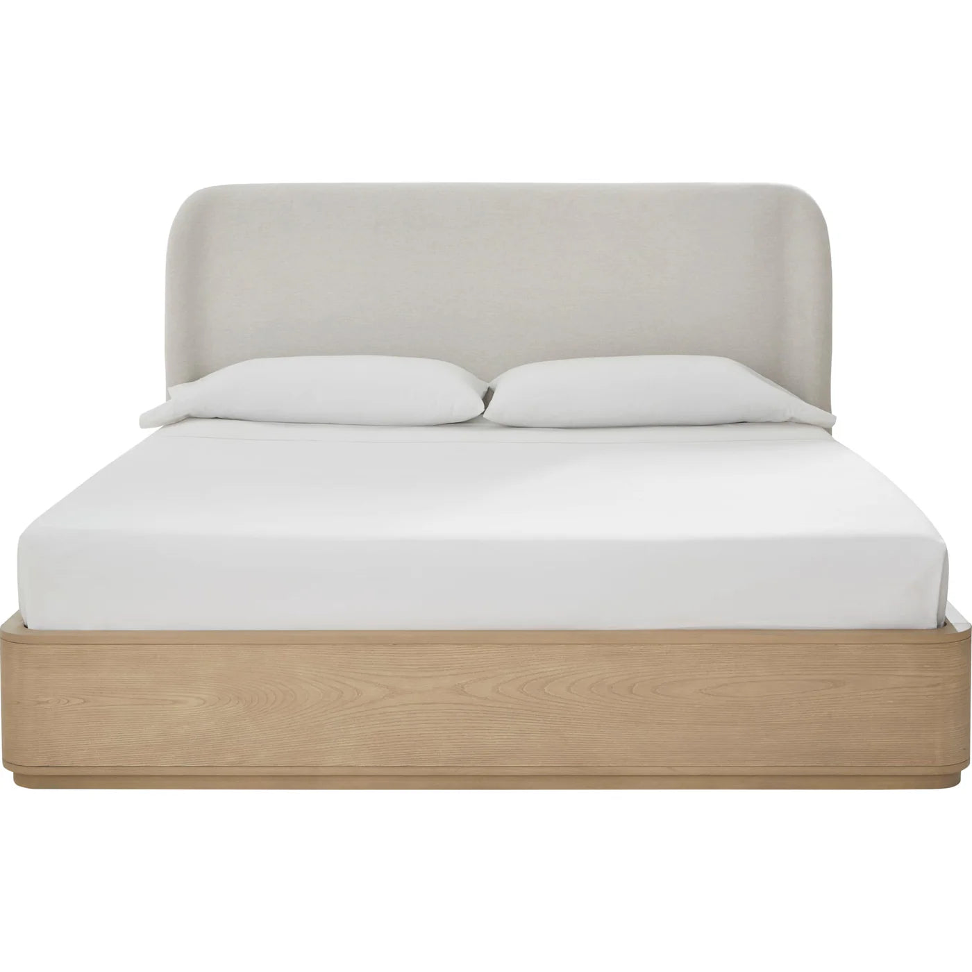 Paige Upholstered Platform Bed in Buff King