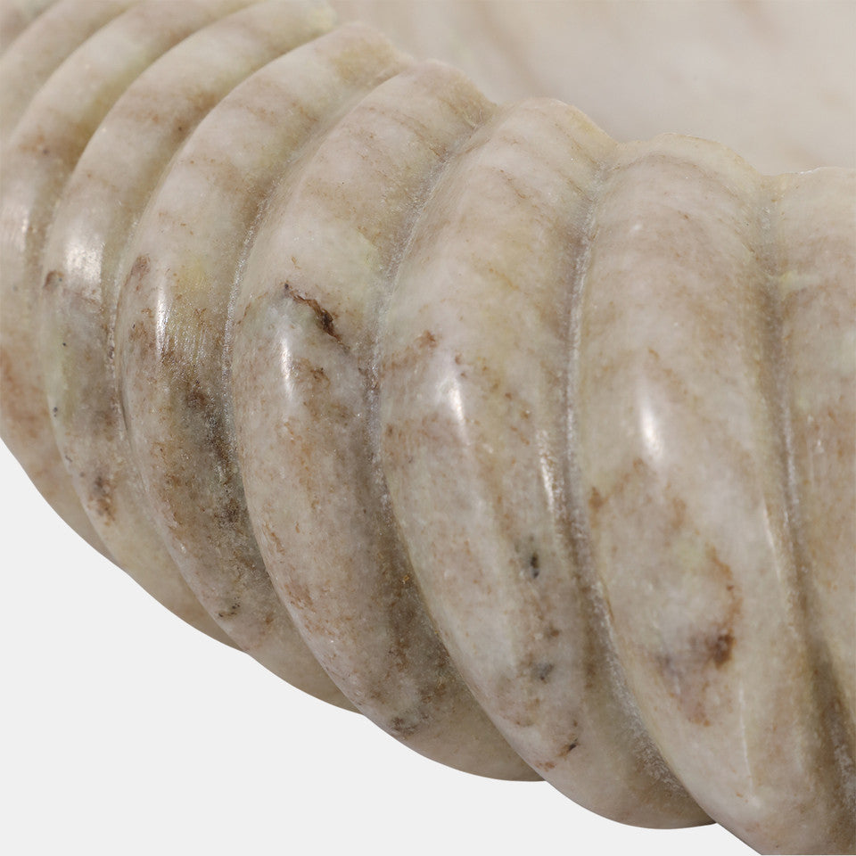 Ribbed Beige Marble Bowl