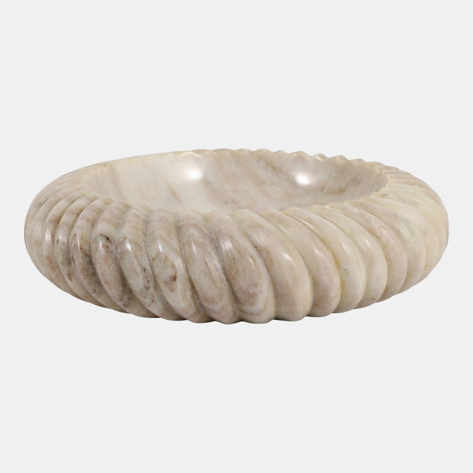 Ribbed Beige Marble Bowl