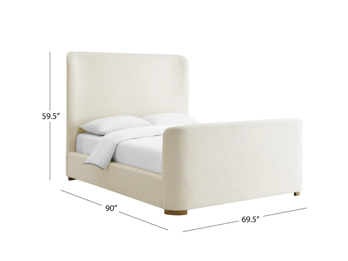 Lindsey Bouclé Sleigh Bed Qn