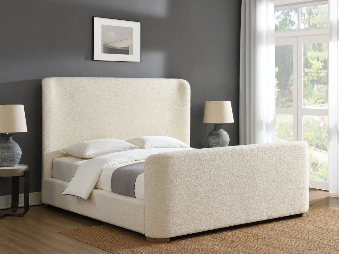 Lindsey Bouclé Sleigh Bed Qn