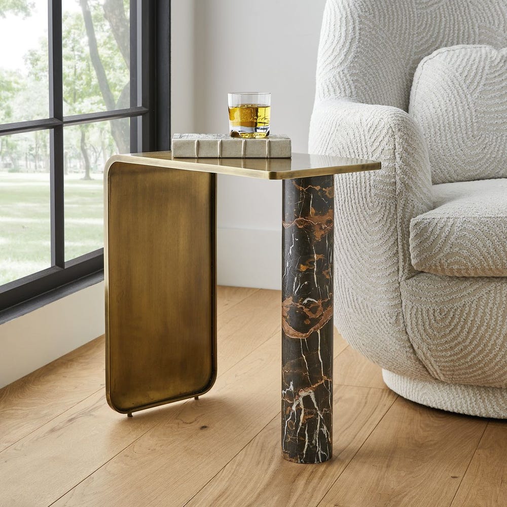 Marble &amp; Brass Accent Table