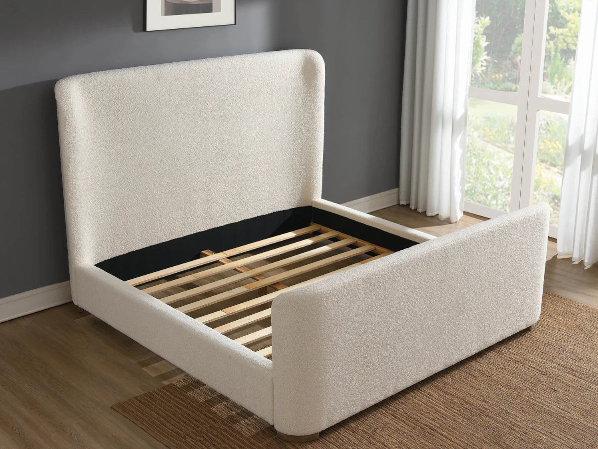 Lindsey Bouclé Sleigh Bed Qn
