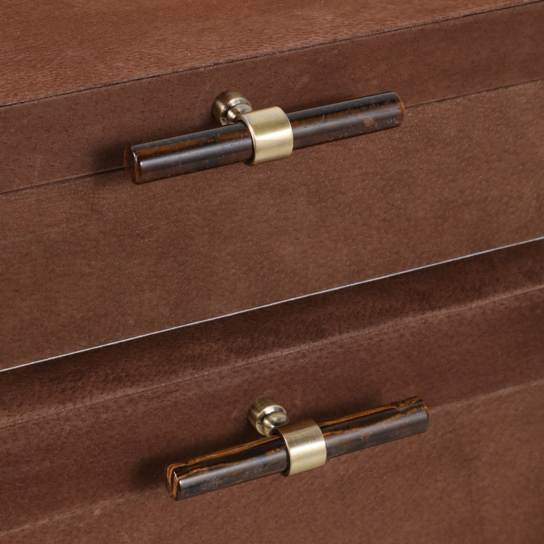 12/14"Brown Suede/tigers Eye Box s/2