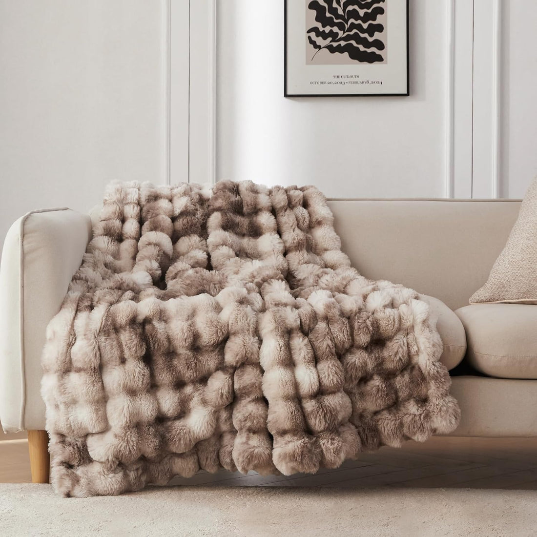 Faux Rabbit Throw Tie Dye Brown