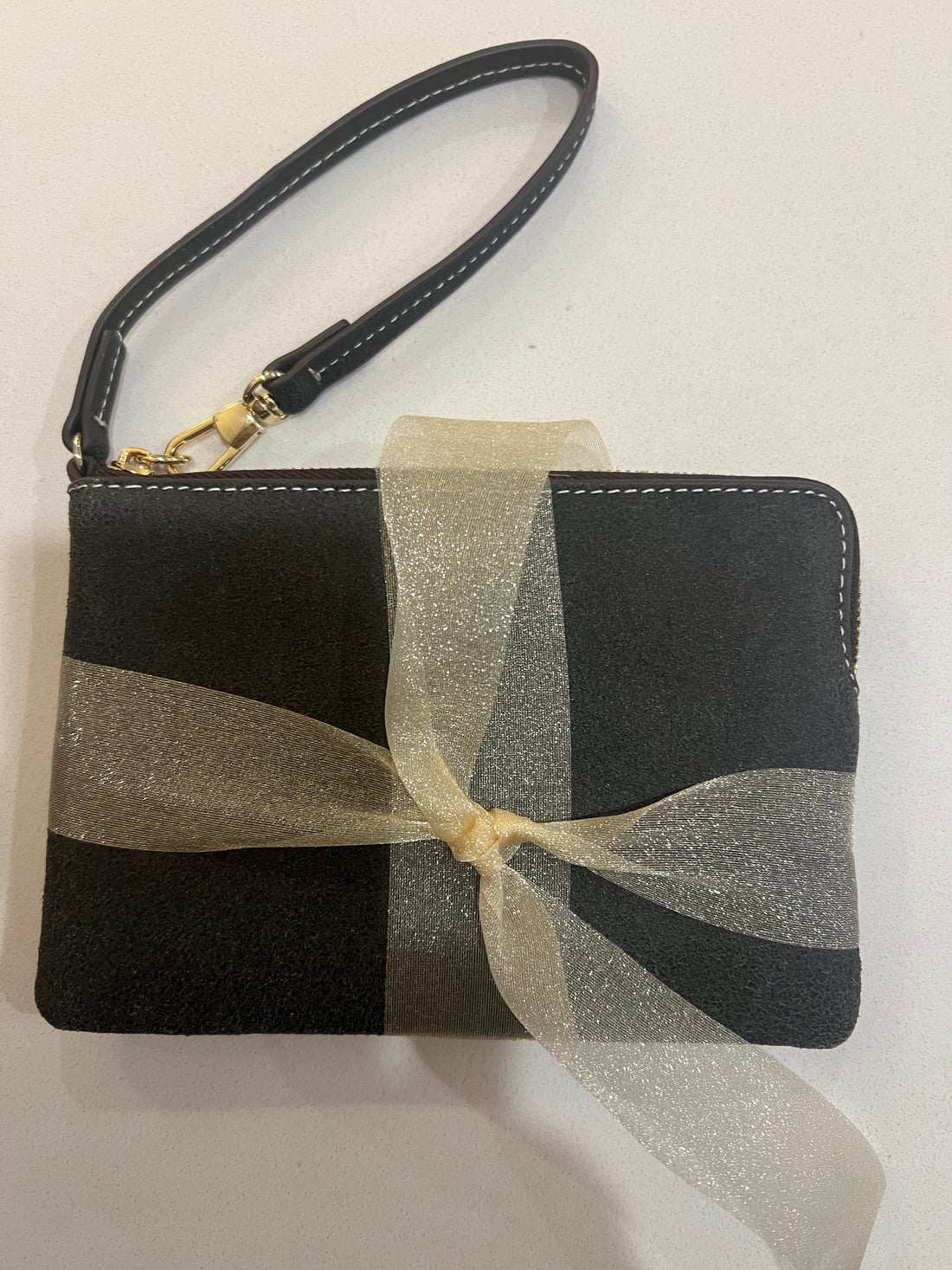 Grey Suede wristlet