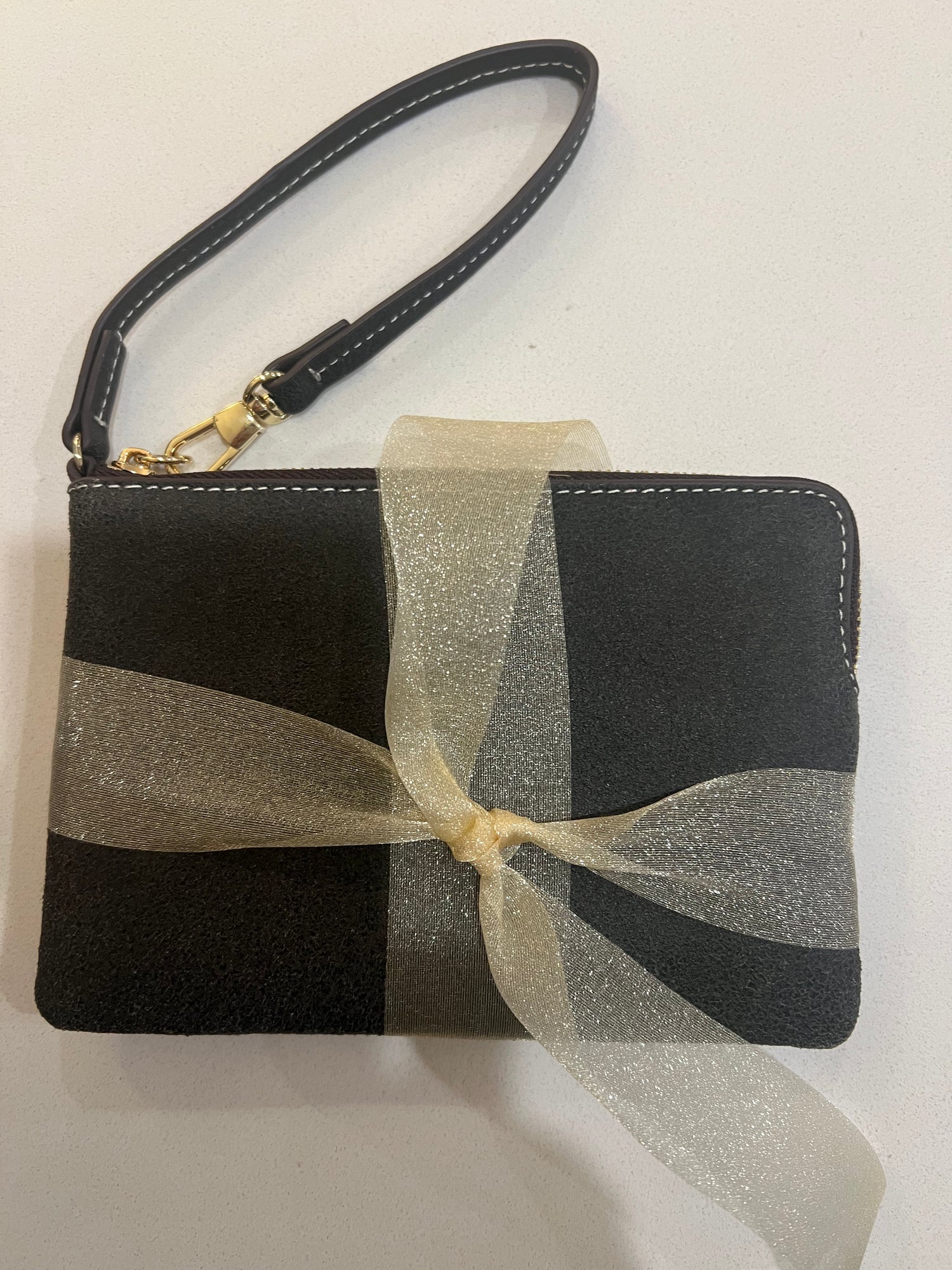 Grey Suede wristlet