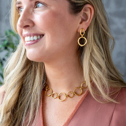 Emilee Gold Sculpted Circle Necklace