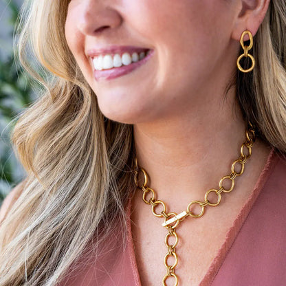 Emilee Gold Sculpted Circle Necklace