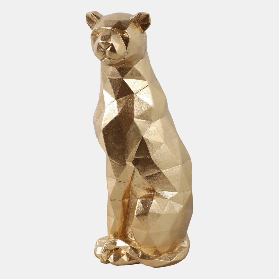 Gold Sitting Leopard-10”
