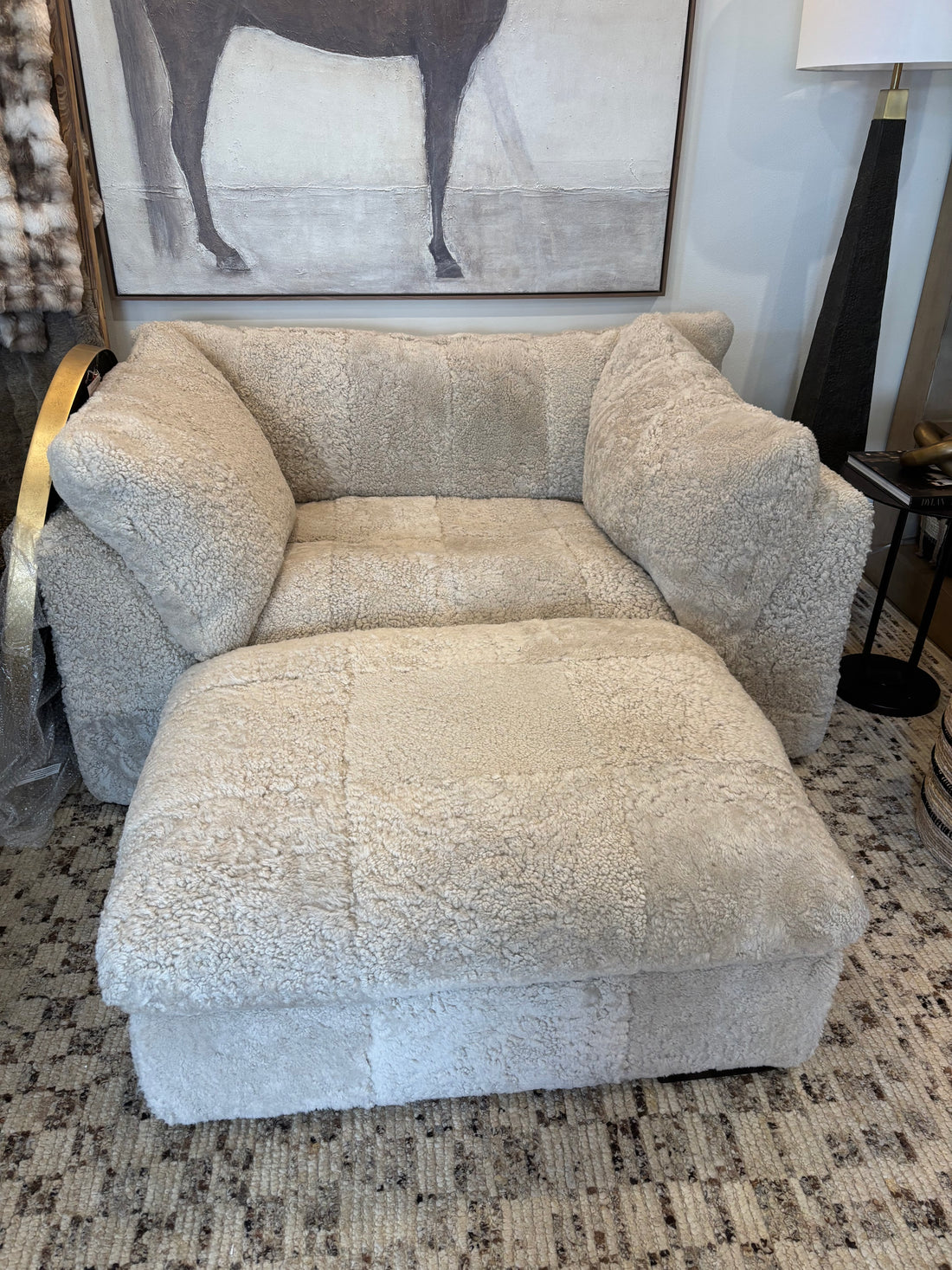 Shearling Lux Chair w/ Ottoman