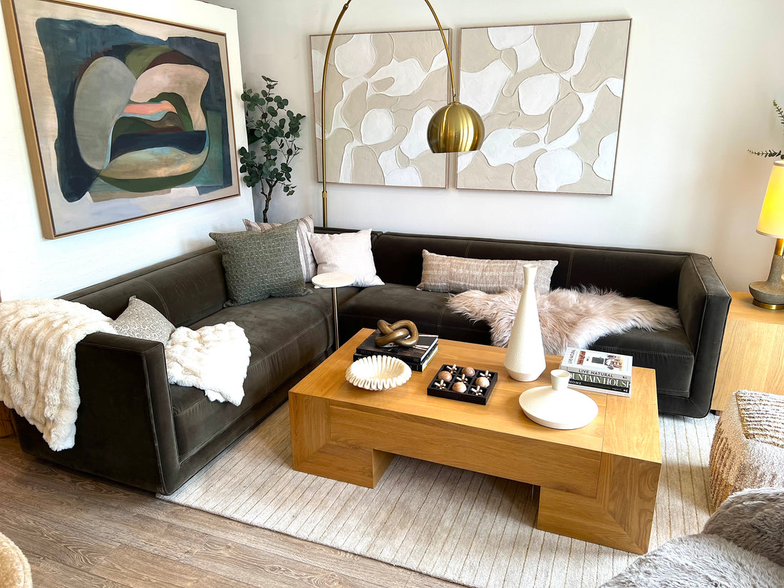 Phillip Sectional - Olive cotton blend