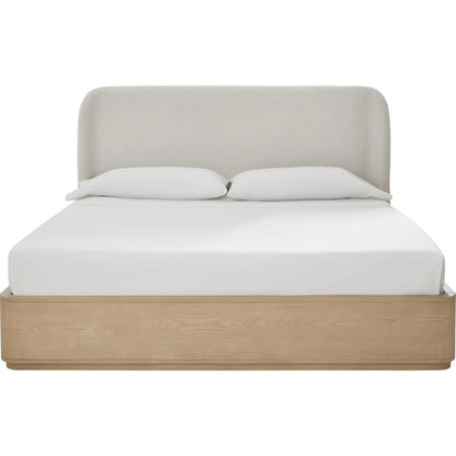 Paige Upholstered Platform Bed in Buff King