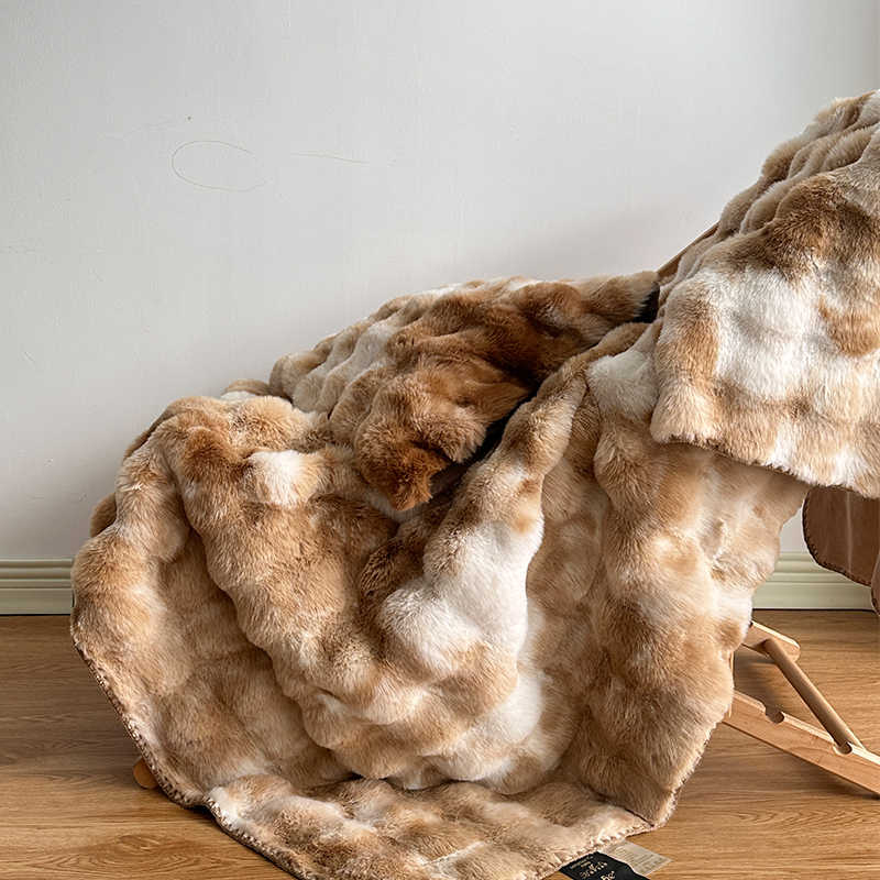 Faux Rabbit Throw Tie-Dye Rust