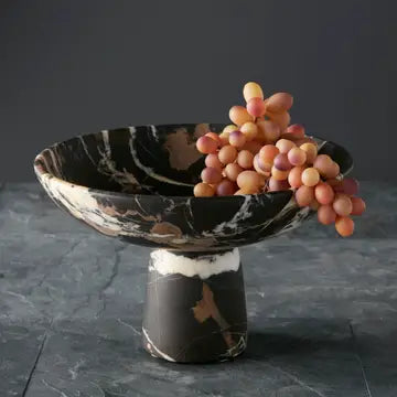 12" Black and Gold Marble Bowl