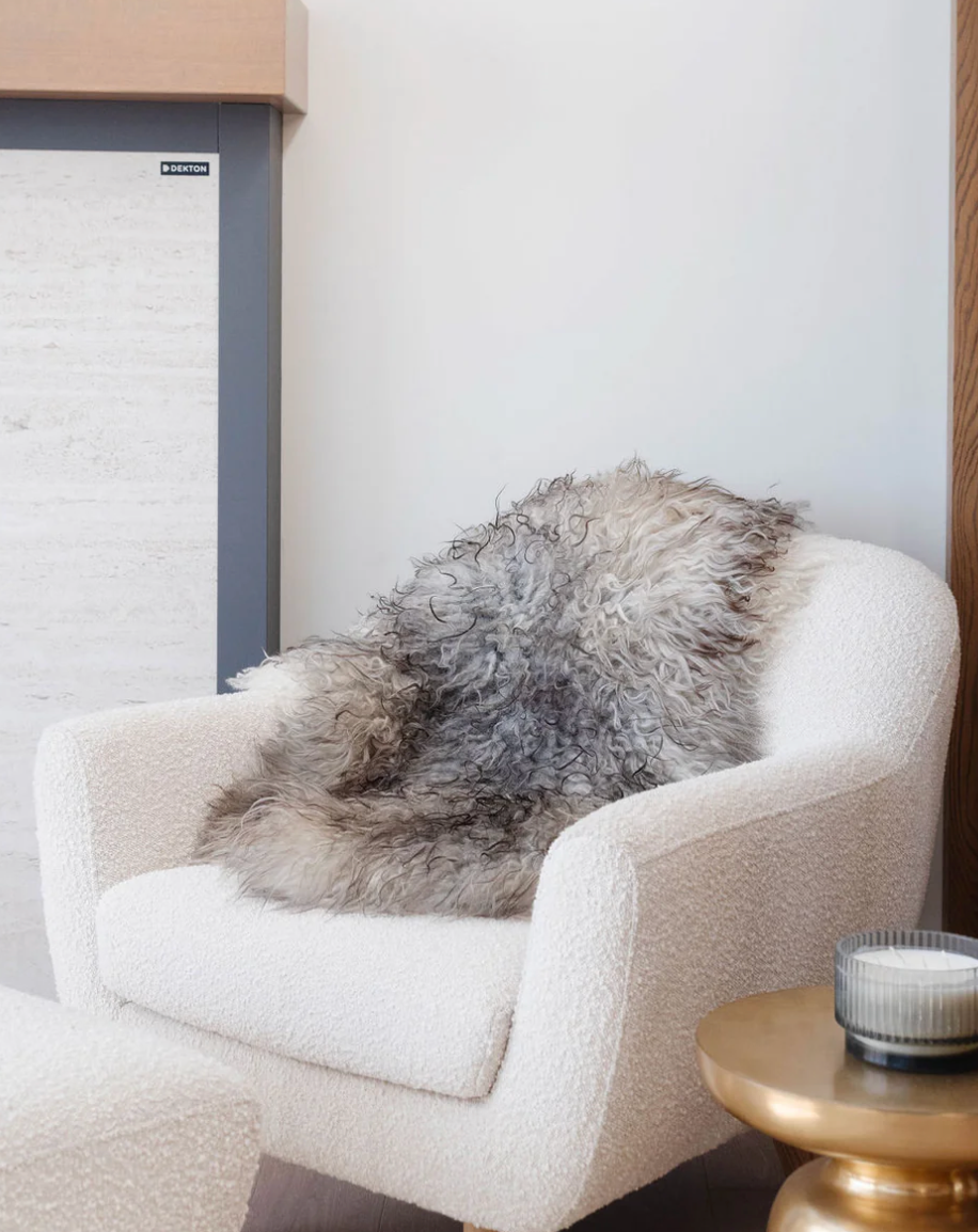 Natural Grey Curly Sheepskin
