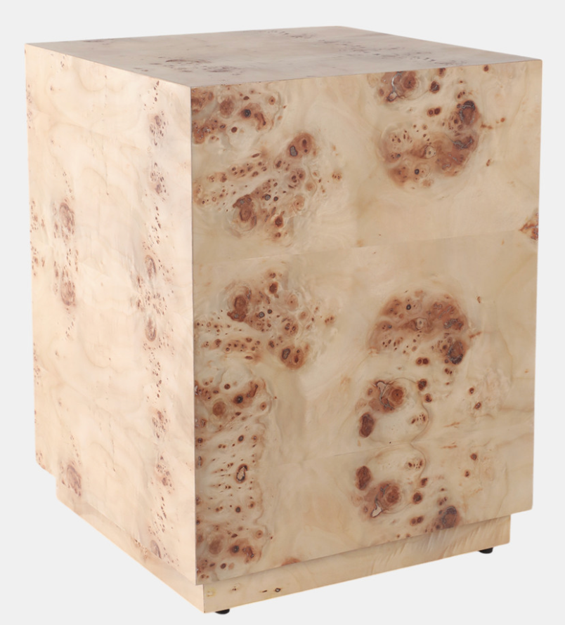 Burl Wood Block Accent Table