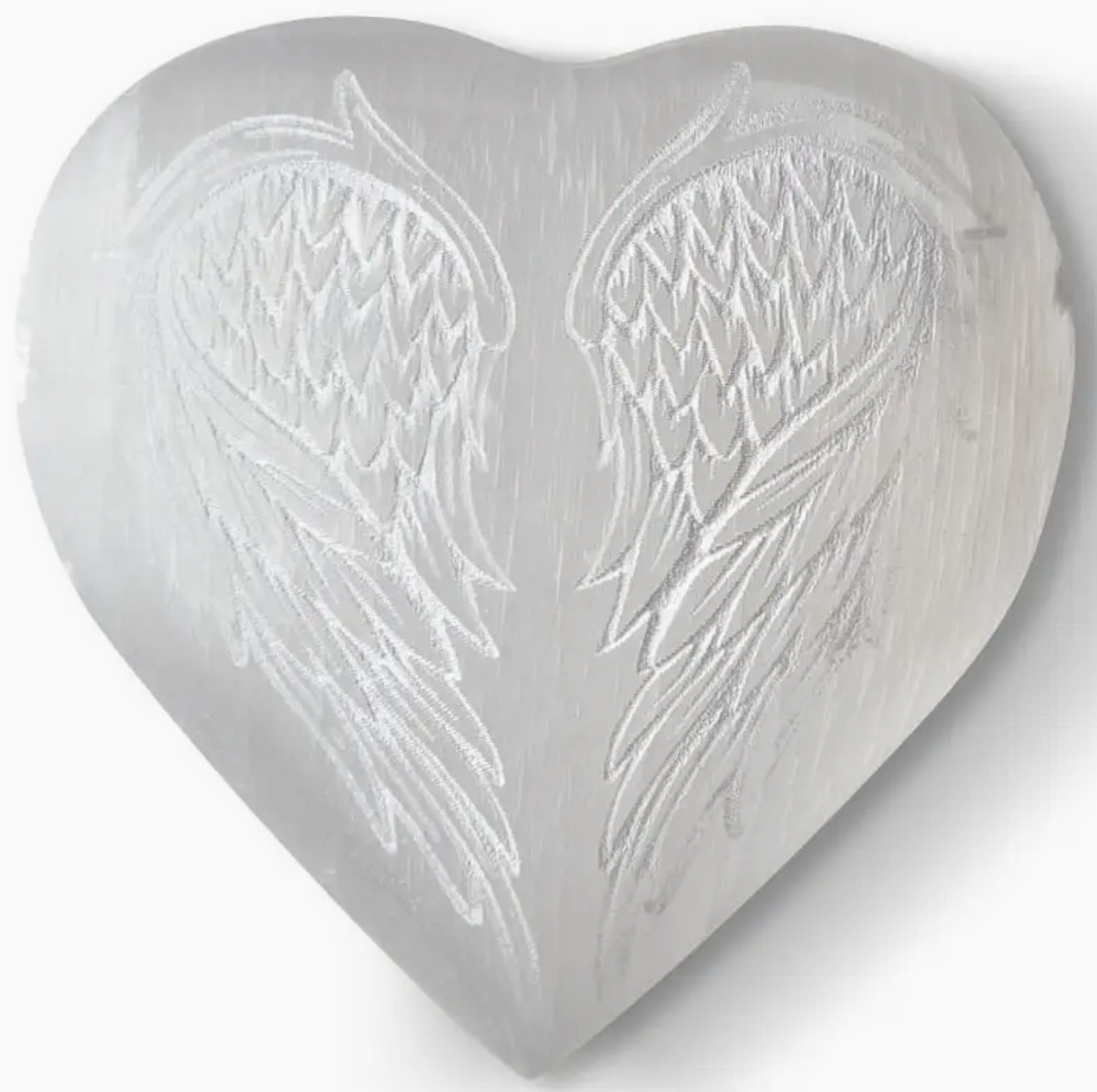 Selenite Heart w/ Angel Wings