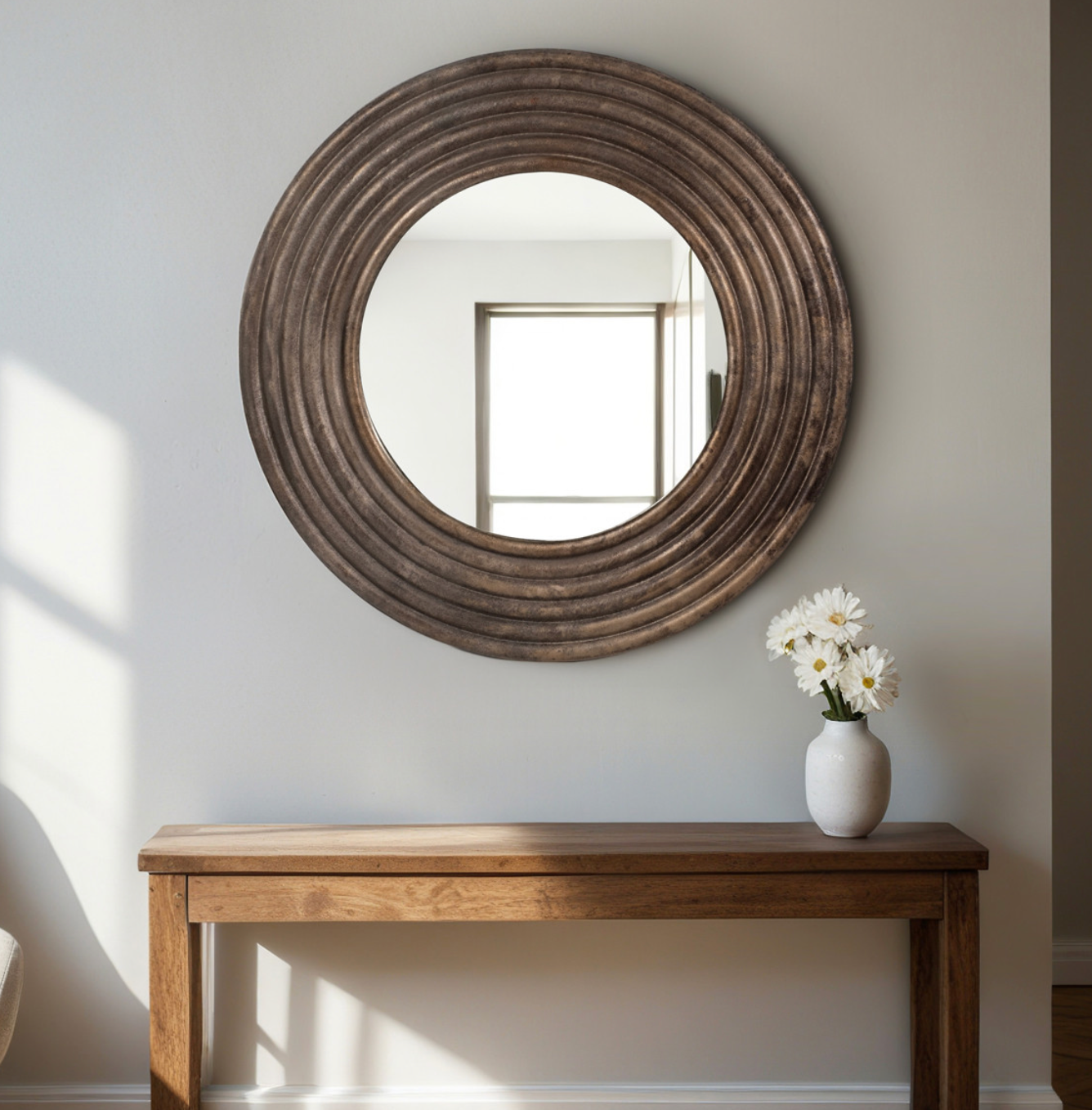 Fluted Bronze Wall Mirror