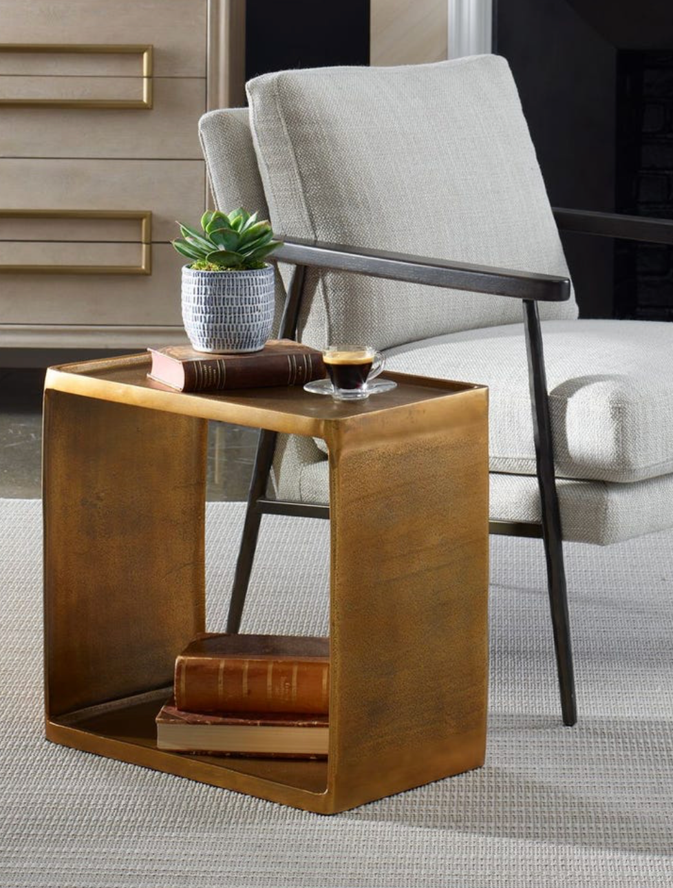 Davis Antique Brass Side Table