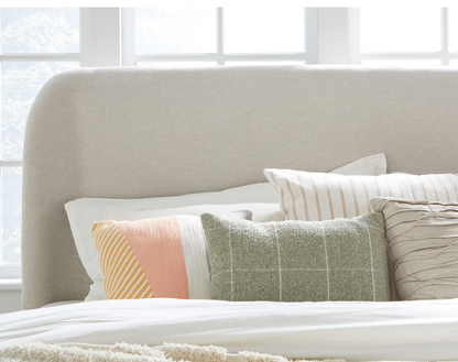 Paige Upholstered Platform Bed in Buff King