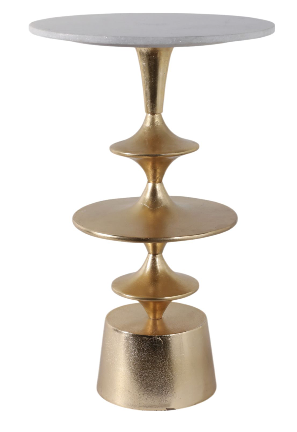 Brass Disc and Marble Accent Table
