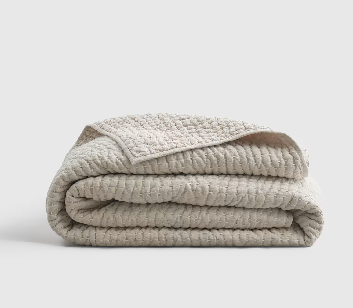 European Linen Stitch KING Quilt - Natural
