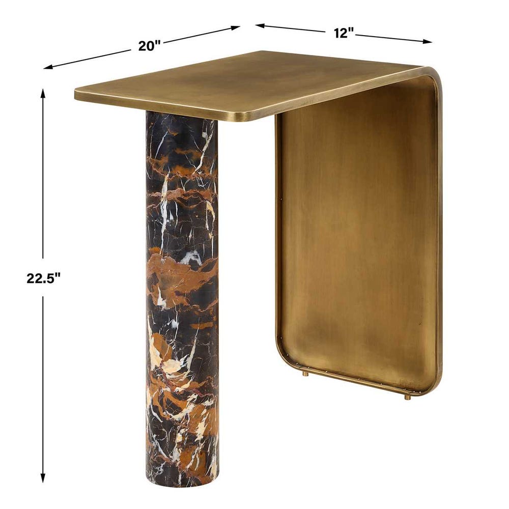 Marble &amp; Brass Accent Table