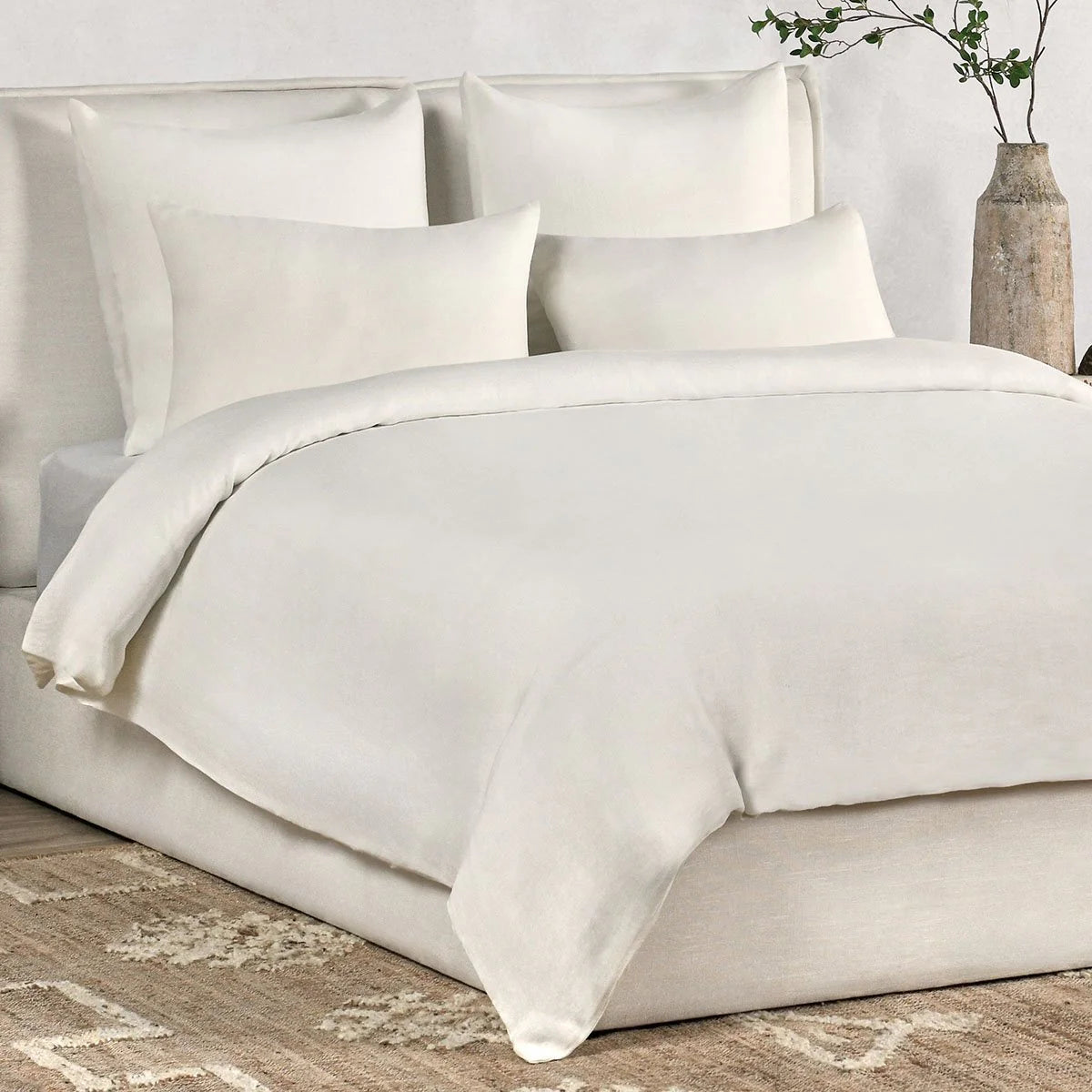 Paloma 3-Piece Hemp Fabric Ivory Queen Duvet Set